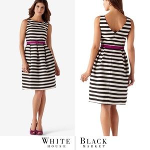 WHBM Striped Tulip Dress with Pockets & Belt, 8